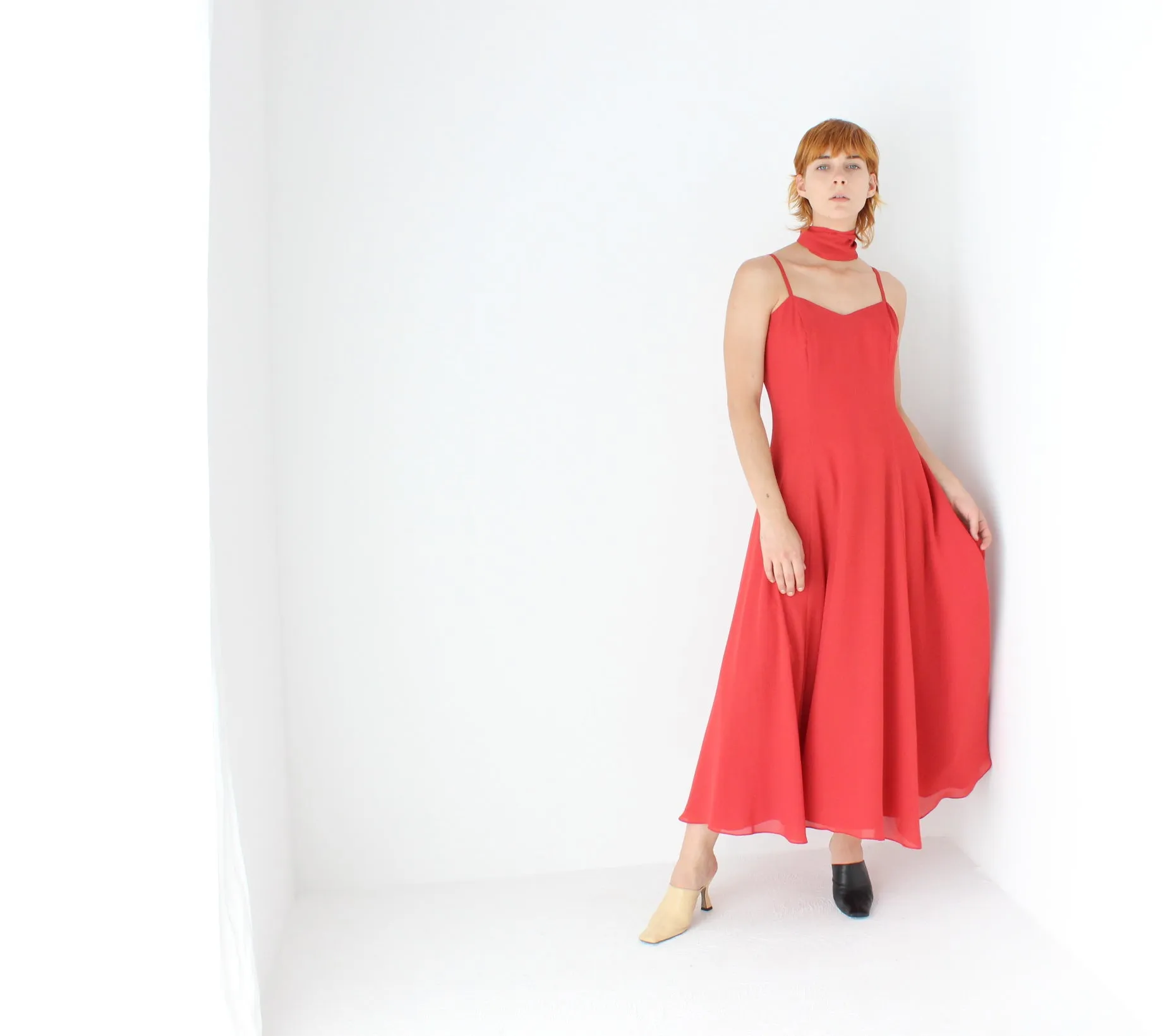 Whimsical 90s Cocktail Slip Dress w/ Versatile Shawl
