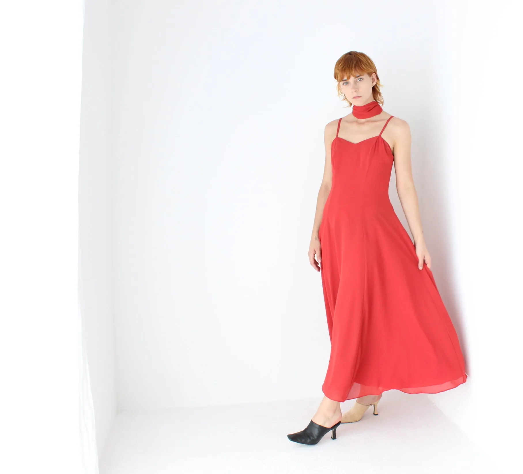 Whimsical 90s Cocktail Slip Dress w/ Versatile Shawl