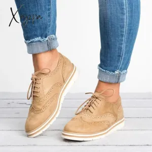 Xajzpa - Lace Up Perforated Oxfords Shoes