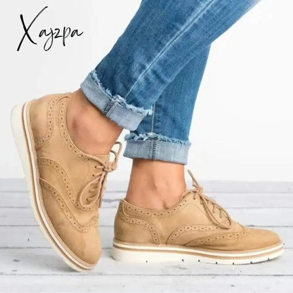 Xajzpa - Lace Up Perforated Oxfords Shoes