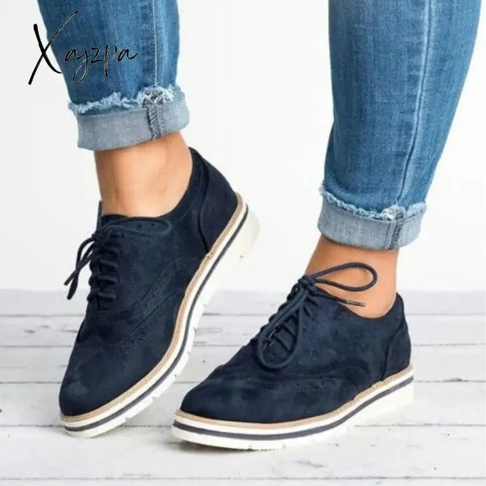 Xajzpa - Lace Up Perforated Oxfords Shoes